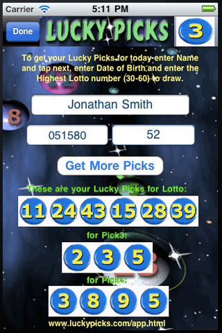 LuckyPicks es Pega3/4 y Loto en tu iPhone - Clic AQUI